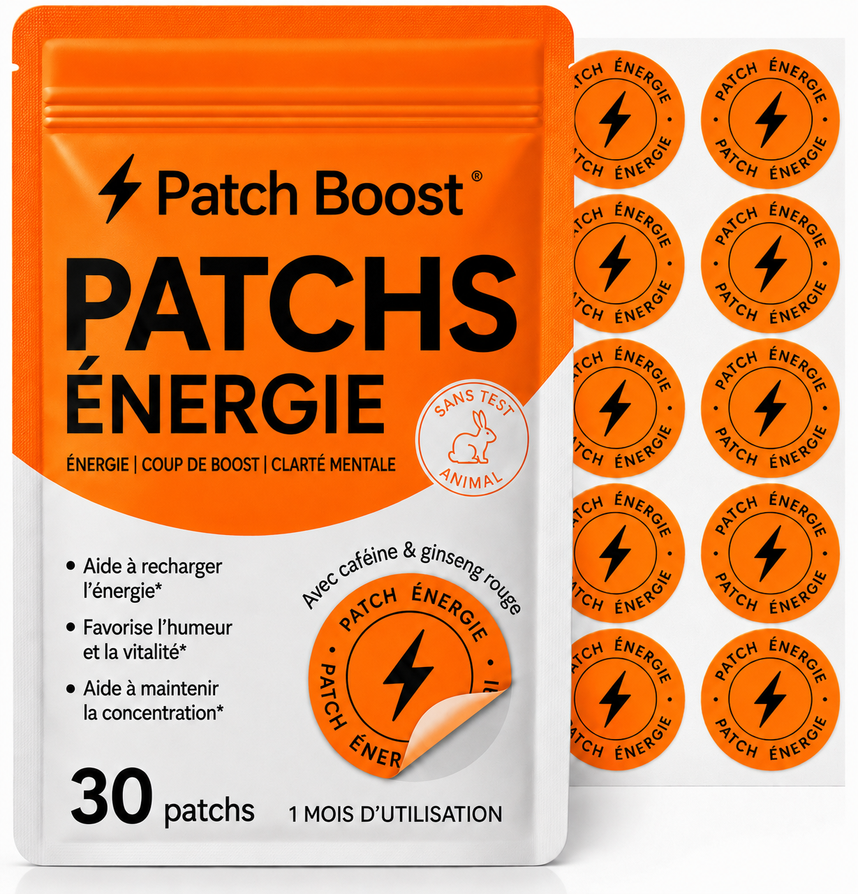Patch Boost — paquet de 30 patchs énergie
